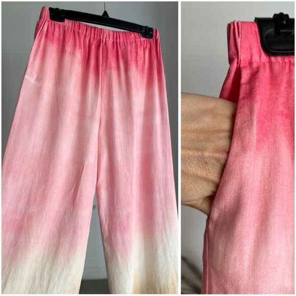 Zara Linen Blend Multicolored Pants Wide New - Picture 2 of 2